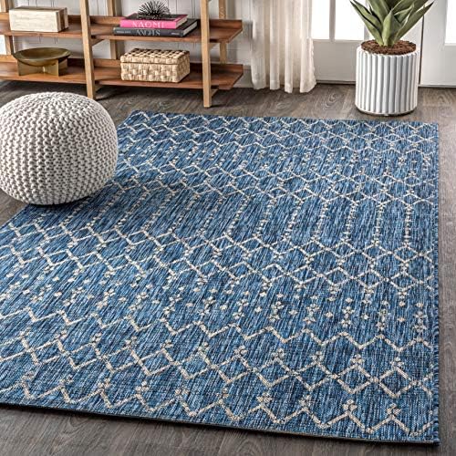 JONATHAN Y Moroccan Geometric Indoor Outdoor Area Rug 8X10 Navy/Light Gray, Ourika Textured Weave for Backyard, Patio, Porch, Easy-Cleaning, High Traffic, Pet-Friendly, Non-Shedding (SMB108B-8) - Image 3