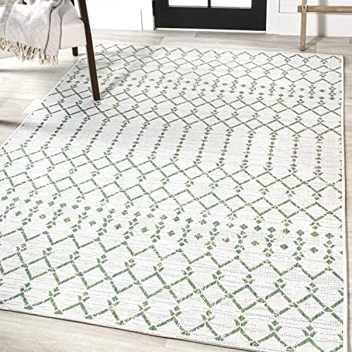 JONATHAN Y Moroccan Geometric Indoor Outdoor Area Rug 9X12 Green/Ivory, Ourika Textured Weave for Backyard, Patio, Porch, Easy-Cleaning, High Traffic, Pet-Friendly, Non-Shedding (SMB108R-9) - Image 4