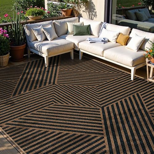 Lahome Modern Geometric Easy Jute Carpet, 6x9 Area Rugs for Living Room Outdoor Patio Washable Indoor Outdoor Dining Room Rug, Farmhouse Large Non Slip Carpet for Bedroom Backyard Office - Image 3