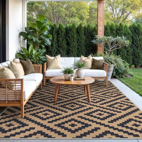 GENIMO Outdoor Rug, Waterproof Plastic Rugs for Patio, 5'x8' Black Cocoa - Image 6