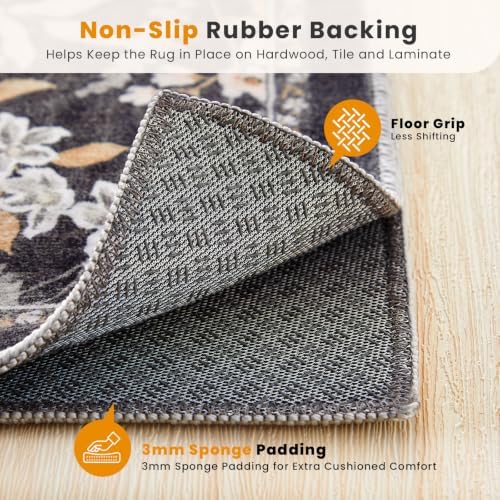 SameBed Washable 2x3 Entryway Area Rug, Vintage Kitchen Rug Black - Image 5