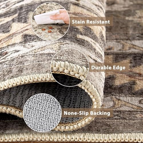 cotiled 3x8 Hallway Runner Rug for Entryway, Non-Slip Vintage, Brown - Image 6