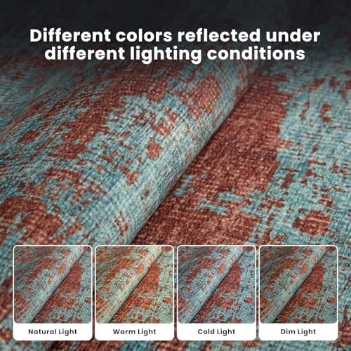 8x10 Washable Area Rugs for Living Room,Bedroom,Dining Room- Blue Red - Image 5