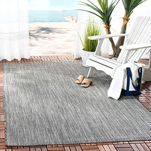 SAFAVIEH Outdoor Area Rug 8x11 - Courtyard Collection - Large, Coastal Design, Black & Beige, Durable & Easy Cleaning, Ideal for Patio, Entryway, Mudroom (CY8022-36621) by Unknown