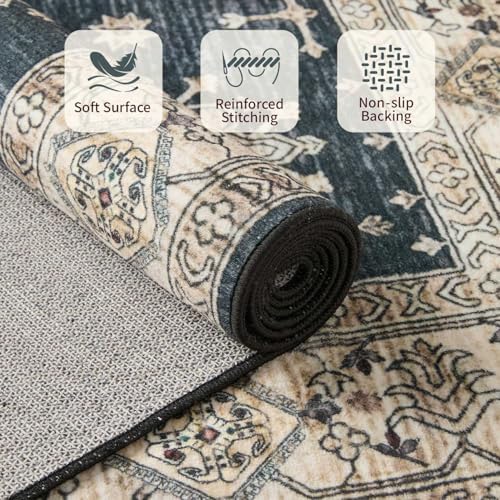 Rugxara Black Area Rugs 5x7 Washable Rug for Living Room Bedroom - Image 4