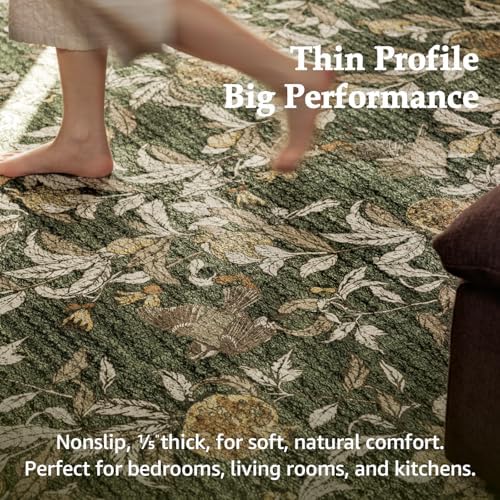 jinchan 2x6 Runner Rug Floral Vintage Washable Area Rug, Green - Image 5