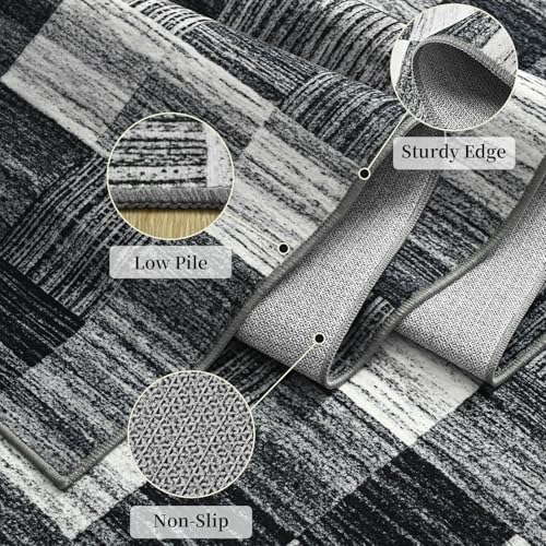 Terrug Black and White Checkered Rug for Entryway, 2x3 Small Area Rugs - Image 6