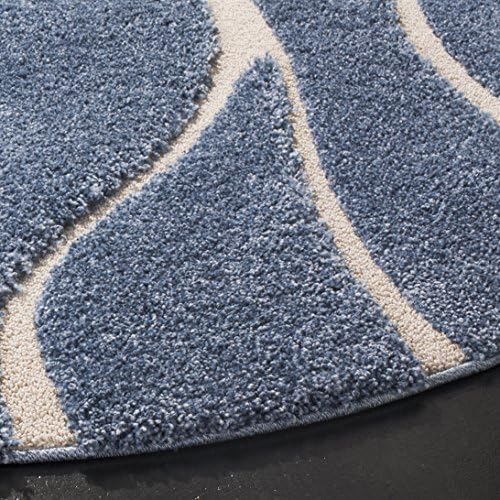 SAFAVIEH Round Rug 10' - Florida Shag Collection - Large - Abstract Design, Light Blue & Cream, Non-Shedding & Easy Cleaning, Plush Pile, Ideal for Living Room, Bedroom, Dining Space (SG471-6011) - Image 6