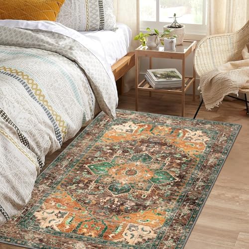 Yamaziot Washable Area Rug, 4x6 Non-Slip Boho Living Room Bedroom Rug - Image 6