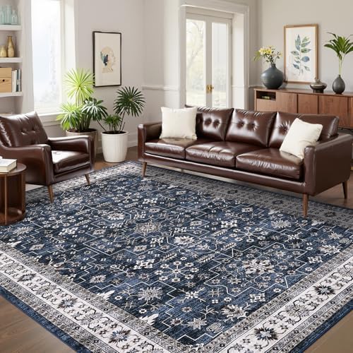 GarveeHome Navy Area Rugs 9x12 Large Washable Rug Living Room Rug by GarveeHome