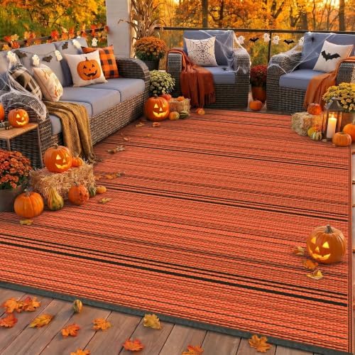 GENIMO Fall Decor Outdoor Rug, Plastic Rugs for Patio, 6'x9' Carbon Orange by GENIMO