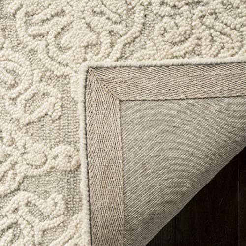 SAFAVIEH Blossom Collection Area Rug - 8' Square, Silver & Ivory, Handmade Wool, Ideal for High Traffic Areas in Living Room, Bedroom (BLM112G) - Image 4