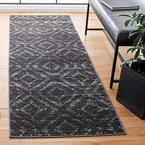 SAFAVIEH Adirondack Collection Runner Rug - 2'6" x 6', Dark Grey & Grey, Modern Diamond Distressed Design, Non-Shedding & Easy Care, Ideal for High Traffic Areas in Living Room, Bedroom (ADR131F) by Unknown