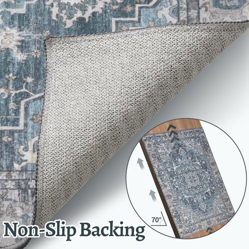 Tangsoo Vintage 5x7 Washable Area Rugs for Living Room, Indoor Non Slip Rug - Image 4