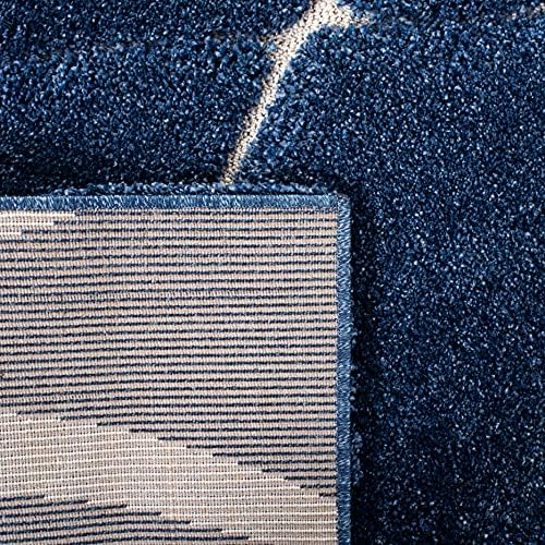 SAFAVIEH Florida Shag Rug 6'x9', Soft Plush Modern Navy & Ivory SG471-6512 - Image 6