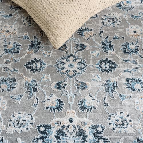 SAFAVIEH Parker Area Rug 9x12, Textured Large Grey & Navy PRK158N - Image 4