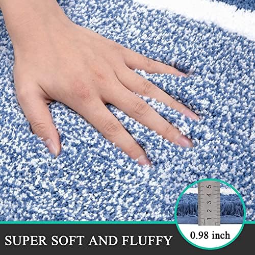 Pauwer Bathroom Rugs Sets 2 Piece, Non Slip Washable Bath Mat, Blue - Image 4
