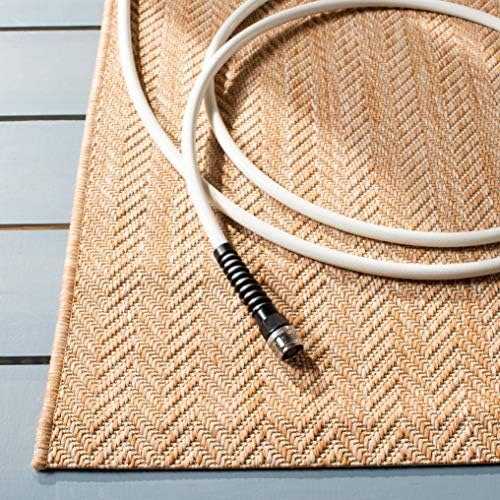 SAFAVIEH Courtyard Outdoor Area Rug 4'x5'7", Natural & Cream CY8022-03012 - Image 3