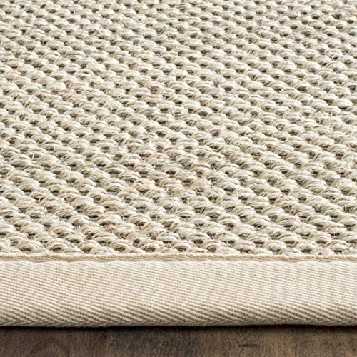 SAFAVIEH Natural Fiber Square Rug 5' Sisal Textured, Marble & Beige NF143C - Image 5
