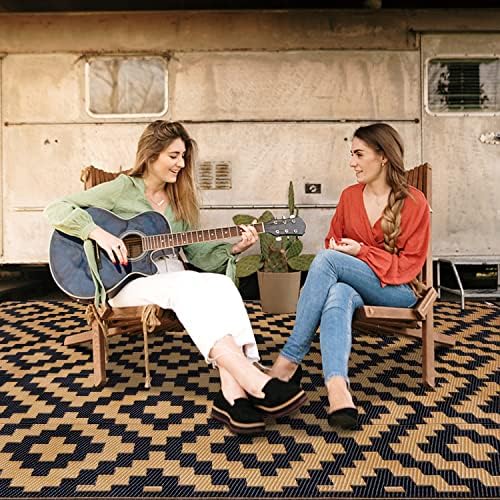 SAND MINE Reversible Mats, Plastic Straw Rug, Modern Area Rug, Large Floor Mat and Rug for Outdoors, RV, Patio, Backyard, Deck, Picnic, Beach, Trailer, Camping, Black & Brown, 6' x 9' - Image 6