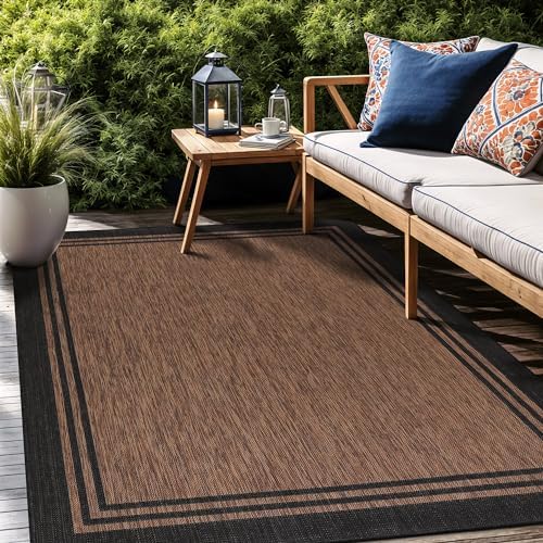 Luul Home Bordered Outdoor Rug 8x10 Washable Outside Carpet for Indoor Patio Porch Waterproof Easy Cleaning Non Shedding Area Rugs Nut Brown 8 x 10 - Image 7