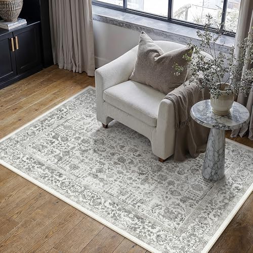 PureCozy Black Small Area Rug 3x4 Vintage Floral by PureCozy