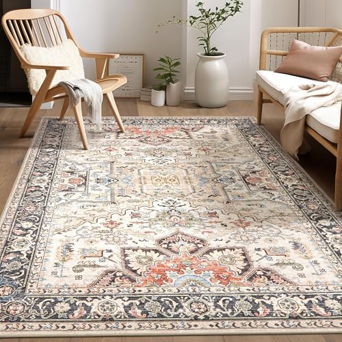 Vintage 6x9 Rugs for Living Room Washable Area Rug Multi Color by homewill