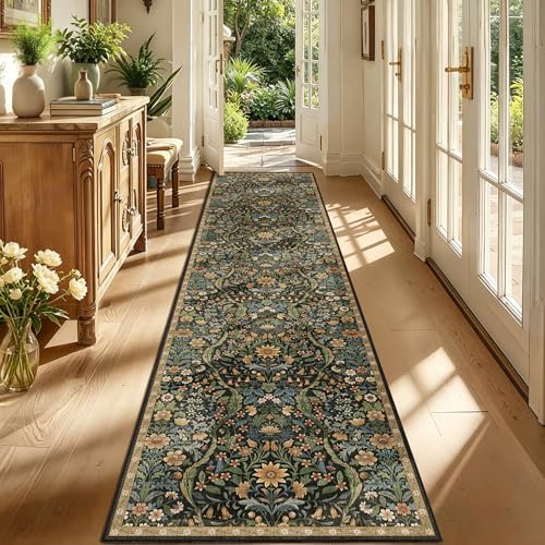 3x12 Floral Runner Rug for Kitchen Washable Hallway Runner Rug by NakedCloud
