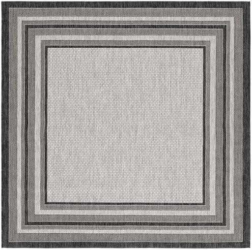 SAFAVIEH Courtyard Outdoor Square Rug 7'10", Light Grey CY8475-37612 by Unknown
