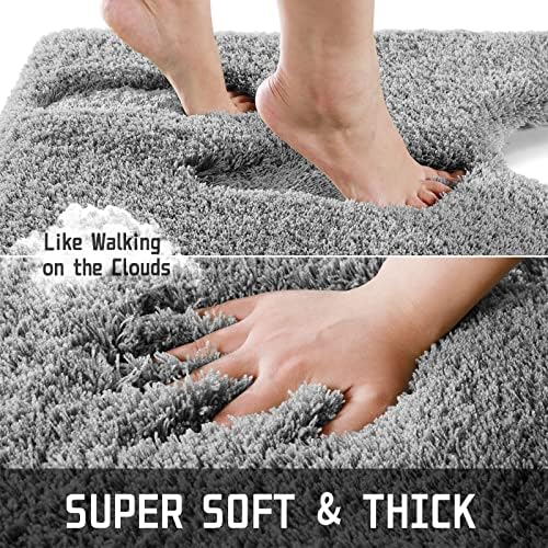 Yimobra Toilet Rugs U Shaped Washable 24X20, Soft Toilet Mat, Pure Grey - Image 3