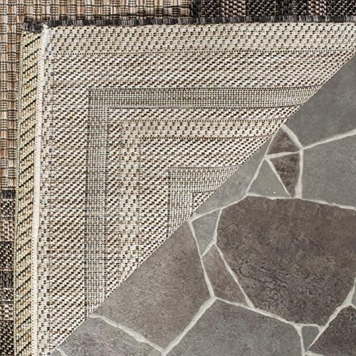 SAFAVIEH Washable Rug Outdoor Courtyard Collection - 3' Square, Natural & Black, Non-Shedding & Easy Cleaning, Ideal for Patio, Backyard, Mudroom (CY8475-37312) by Unknown