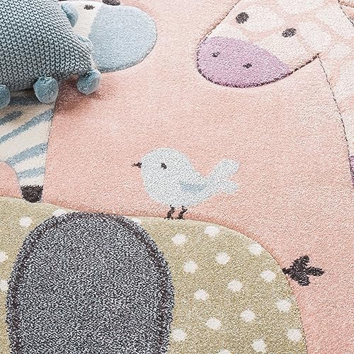 SAFAVIEH Carousel Kids Area Rug 8'x10', Modern Blush Pink CRK120U - Image 7