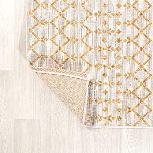 JONATHAN Y Moroccan Geometric Indoor Outdoor Area Rug 8X10 Cream/Yellow, Ourika Textured Weave for Backyard, Patio, Porch, Easy-Cleaning, High Traffic, Pet-Friendly, Non-Shedding (SMB108J-8) - Image 5