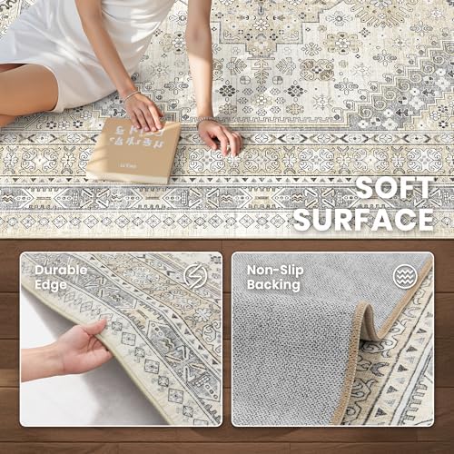 zesthome 3x5 Rug for Entryway,Washable Area Rug,Beige - Image 6