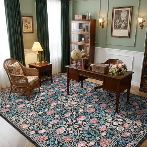 GarveeHome Blue Floral 6x9 Area Rug for Bedroom Living Room - Image 3