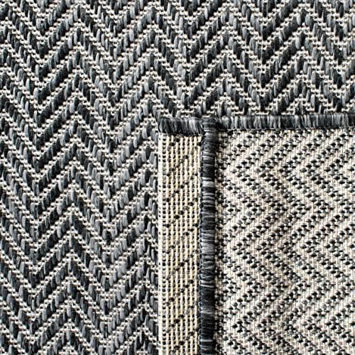 SAFAVIEH Outdoor Area Rug 8x11 - Courtyard Collection - Large, Coastal Design, Black & Beige, Durable & Easy Cleaning, Ideal for Patio, Entryway, Mudroom (CY8022-36621) - Image 5