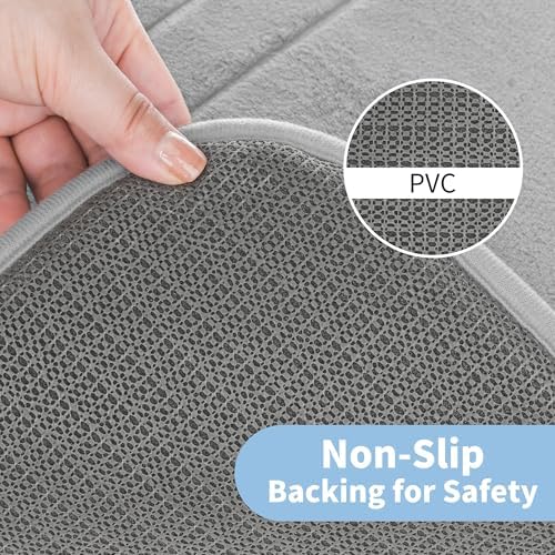 Cupic Cupid Memory Foam Bath Mat 24"×36", Non Slip Bathroom Rugs, Gray - Image 4