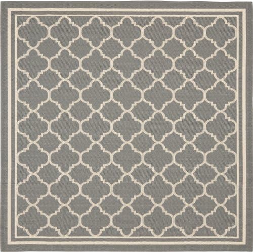SAFAVIEH Washable Rug Outdoor Courtyard Collection - 6'7" Square, Anthracite & Beige, Non-Shedding & Easy Cleaning, Ideal for Patio, Backyard, Mudroom (CY6918-246) - Image 2