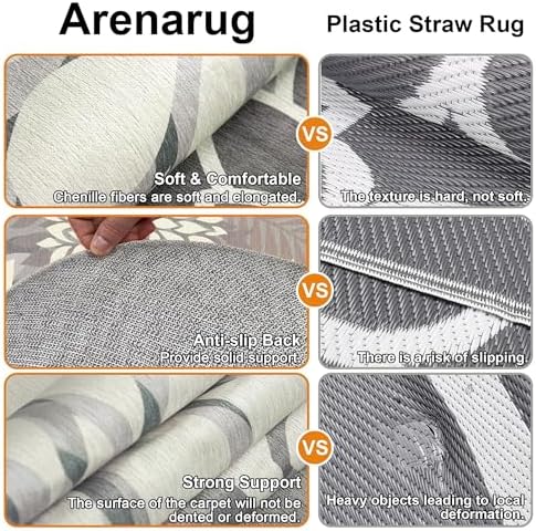Arenarug Outdoor Rug Waterproof, Washable Patio Rug for Deck, 6x6, Taupe - Image 4