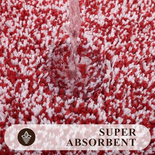 Pauwer 3 Piece Bathroom Rug Set, Non Slip Washable Bath Mat, Red - Image 4