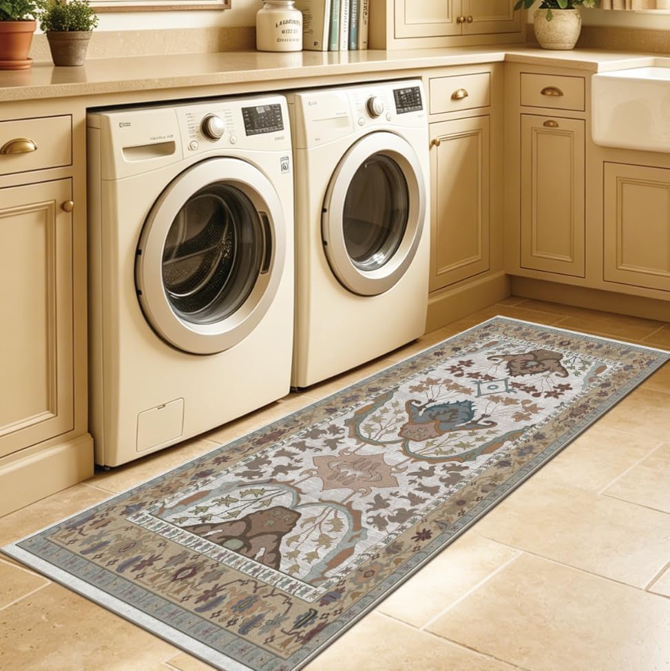 Runner Rug for Entryway 2.6 x 8 Washable Floral Rug - Image 5
