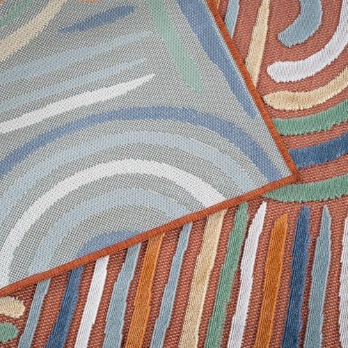 CAMILSON Indoor Outdoor Rug, Orange 9x12 Geometric Arch Striped Large Area Rugs for Patio and Home Areas, Easy-Cleaning Non-Shedding Living Room, Garden and Deck Washable Outside Carpet (9 x 12) - Image 4