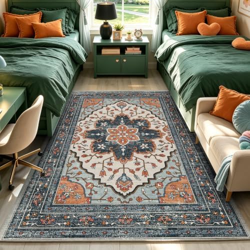 YARNSCAPE 4' x 6' Machine Washable Area Rug, Non-Slip Low-Pile Carpet by YARNSCAPE
