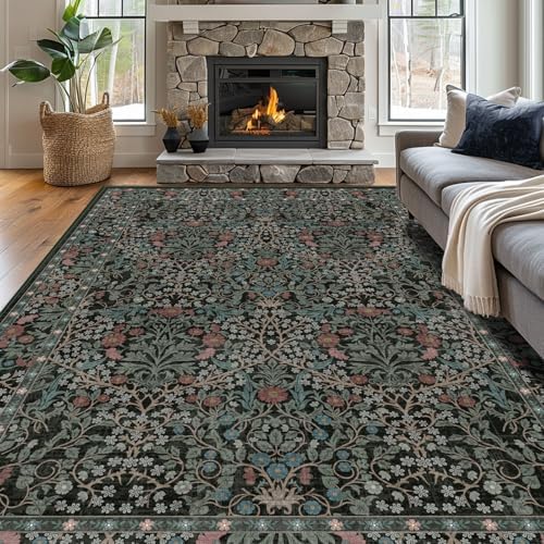 9x12 Washable Area Rugs for Living Room Soft Carpet (Dark Green) - Image 2