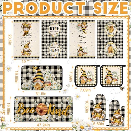Fourluoo 10 Pcs Bee Daisy Kitchen Decor Set - Image 3