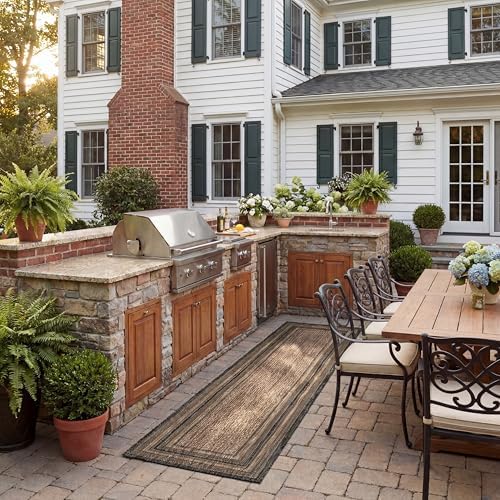 SAFAVIEH Courtyard Collection 2'3' x 14' Natural / Black CY8475 Indoor/ Outdoor Patio Backyard Mudroom Runner Rug by Unknown