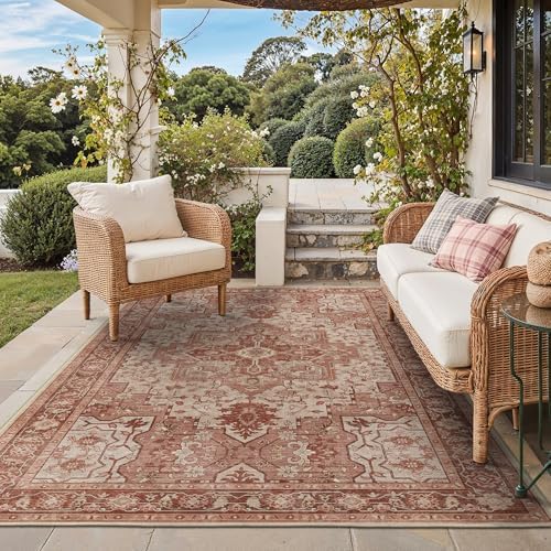 GENIMO Indoor Outdoor Rug, Washable for Patio and Deck, Mauve Beige, 5x8 by GENIMO