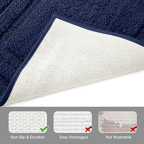 HOMEIDEAS Bathroom Rugs Sets 2 Piece,Soft Non Slip Bath Mat Navy Blue - Image 5