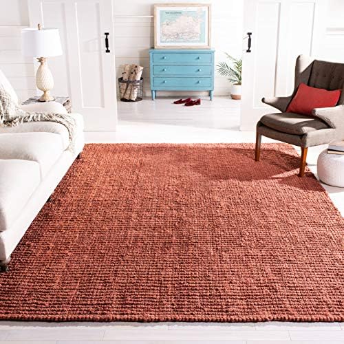 SAFAVIEH Natural Fiber Square Rug 10', Jute Knotted Rust NF447C by Unknown
