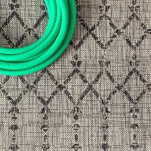 JONATHAN Y Moroccan Geometric Indoor Outdoor Round Area Rug 9 Ft Light Gray/Black, Ourika Textured Weave for Backyard, Patio, Porch, Easy-Cleaning, High Traffic Pet-Friendly, Non-Shedding SMB108E-9R - Image 3